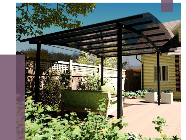 Навесы для террасы в Каменске-Уральском от 13563 руб. под ключ | ПРОЛЁТ-Кмн