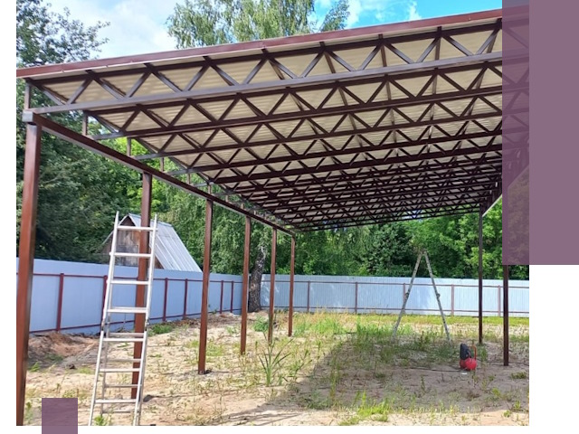 Односкатные навесы под ключ в Каменске-Уральском — изготовление и монтаж