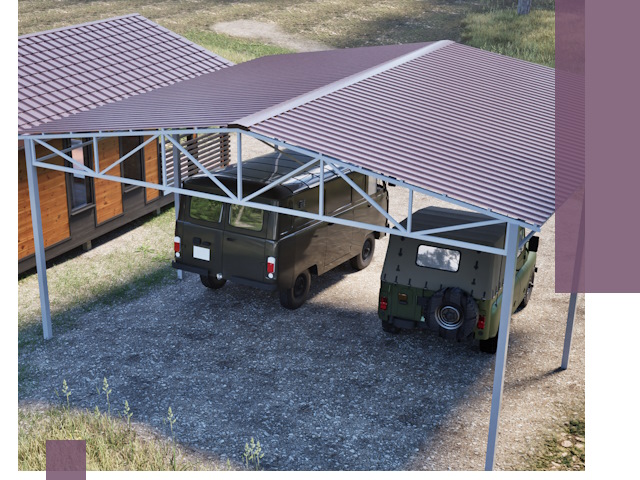 Двускатные навесы под ключ в Каменске-Уральском — изготовление и монтаж