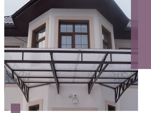 Козырьки из поликарбоната под ключ в Каменске-Уральском